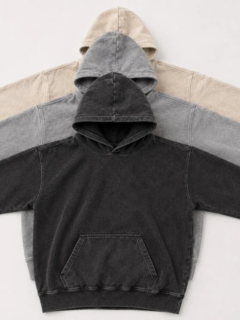 3 pack Men's Washed oversize acid washed  Pullover Hoodie - Casual Comfort